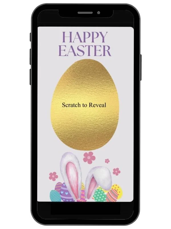 Collection of Easter digital scratch cards with golden egg and Easter surprise reveal designs by NylaLand