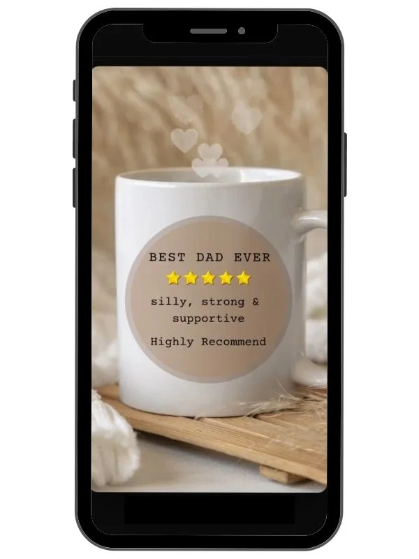 Collection of digital scratch cards for Dad including Best Dad Ever coffee mug design by NylaLand