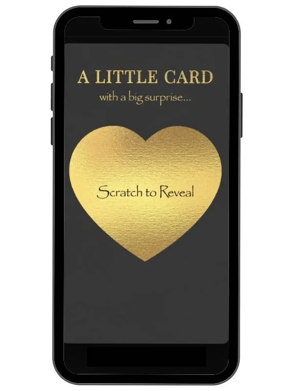 Collection of personalised surprise reveal digital scratch cards in black and gold designs by NylaLand