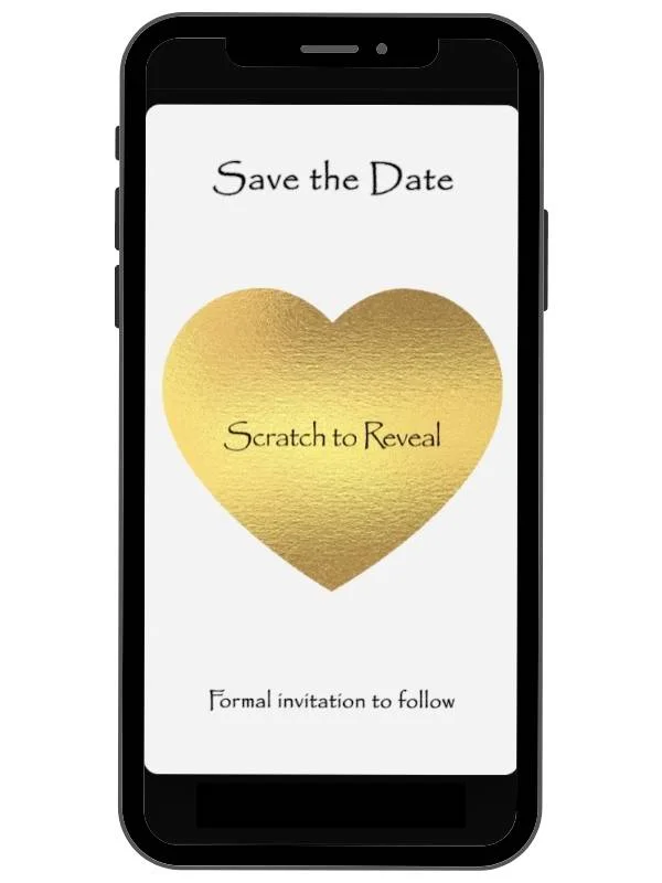 Collection of digital wedding scratch cards including save the date reveals and romantic proposal cards by NylaLand