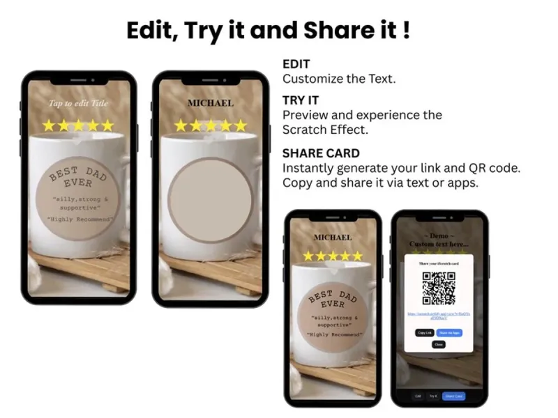 Digital Scratch Card for Dad, Cute Interactive Appreciation Card