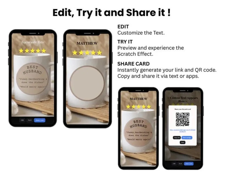 Digital Love Scratch Card for Husband, Cute Interactive Surprise