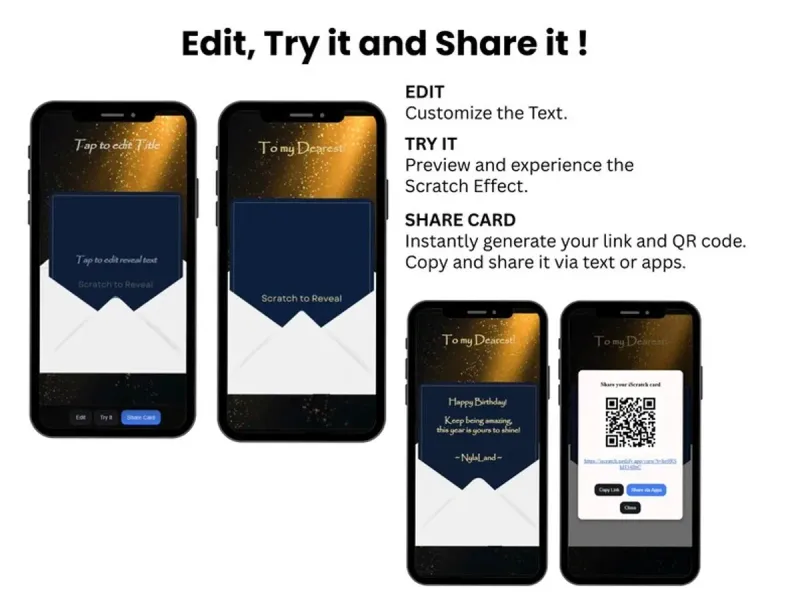 Elegant Birthday Message Scratch Card, Navy Gold Spotlight Reveal