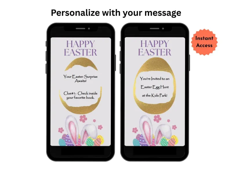 Easter Golden Egg Digital Scratch Card, Easter Prize Reveal Link, Egg Hunt Surprise, Easter Scavenger Hunt Clue Card — view 2