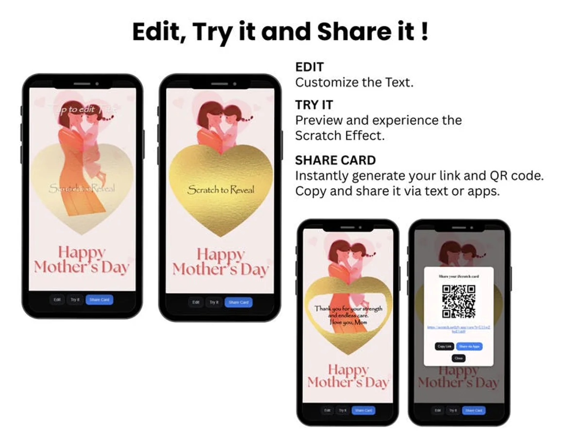 Mother’s Day Digital Scratch Card, Happy Mother’s Day Reveal, Custom Message Scratch Off, Instant Download