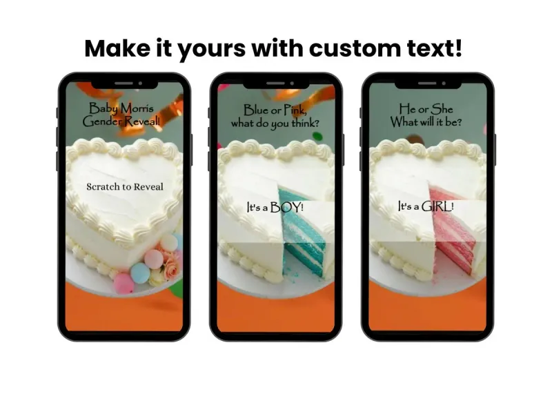 Girl | Gender Reveal Cake Idea Digital Scratch Card, Party Reveal — view 2