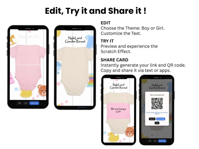 Girl | Pregnancy Announcement Digital Scratch Card, Onesie Reveal