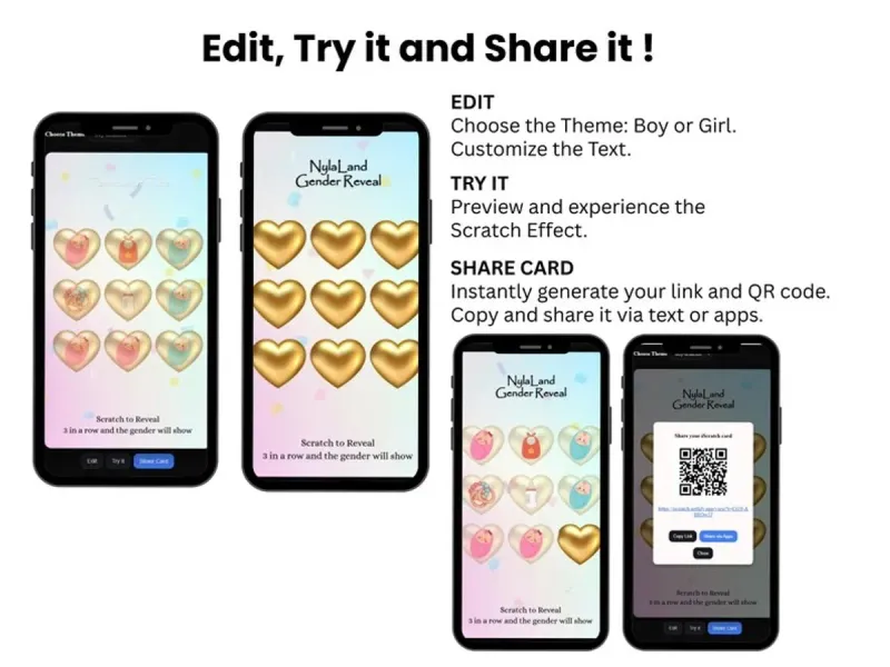 Boy - Personalized Gender Reveal Game, Custom Title Scratch Card