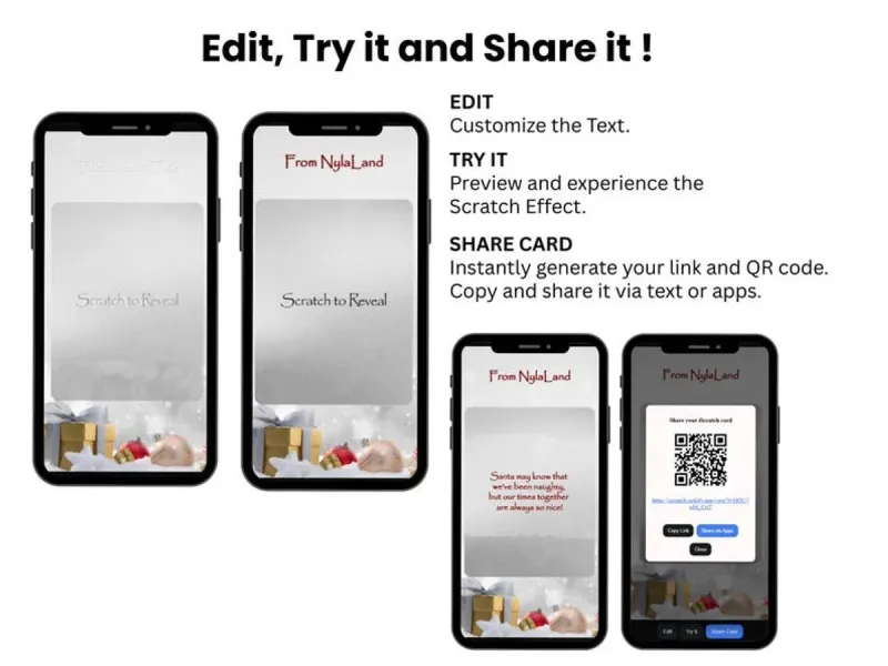 Rustic Holiday Scratch Card Digital, Cozy Winter Message, Elegant Festive Card