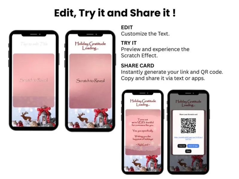 Cozy Holiday Scratch Card Digital, Heartfelt Winter Message, Festive Greeting