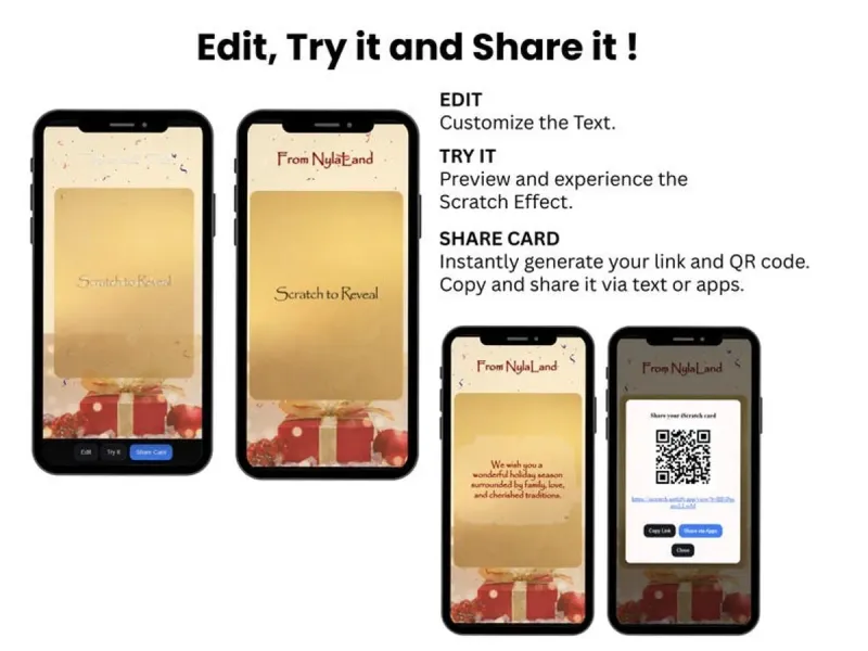 Present Reveal Scratch Card Digital, Holiday Surprise Message, Festive Gift Card