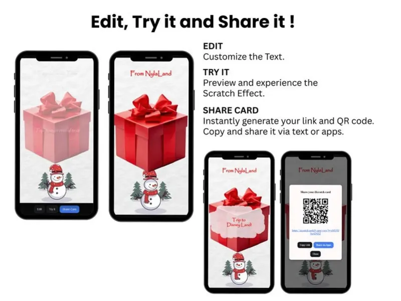 Gift Reveal Scratch Card Digital, Present Surprise Card, Holiday Gift Reveal