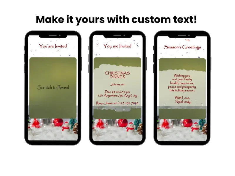 Cute Holiday Scratch Card Digital, Snowman Message Reveal, Winter Greeting Card — view 2