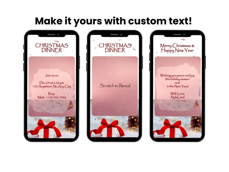 Gift Reveal Scratch Card Digital, Festive Gift Message, Holiday Surprise Card — view 2