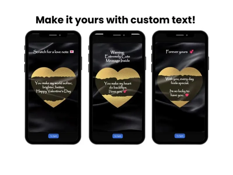 Eternal Gold Heart Scratch Card, Elegant Romantic Reveal — view 2