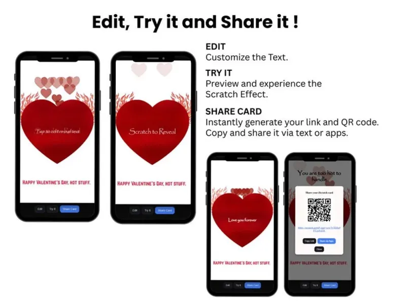 Flirty Valentine Scratch Card, Playful Love Reveal Digital Card