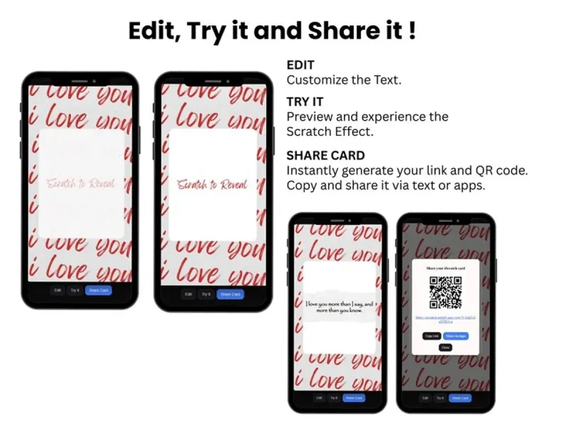 Valentine Scratch Card, I Love You Digital Reveal Card, Interactive Virtual Scratch Off, Romantic Love Message