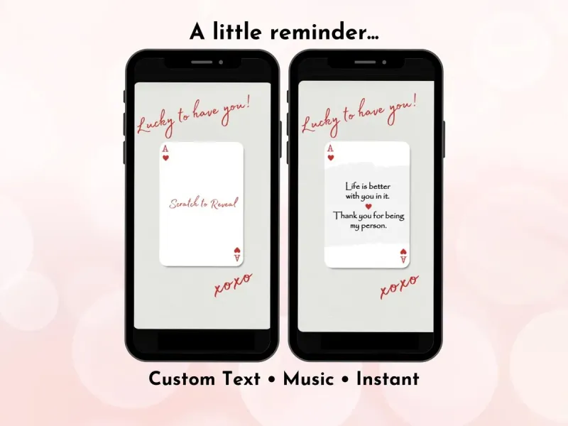 Lucky to Have You digital scratch card with gold clover and love appreciation design, romantic message reveal