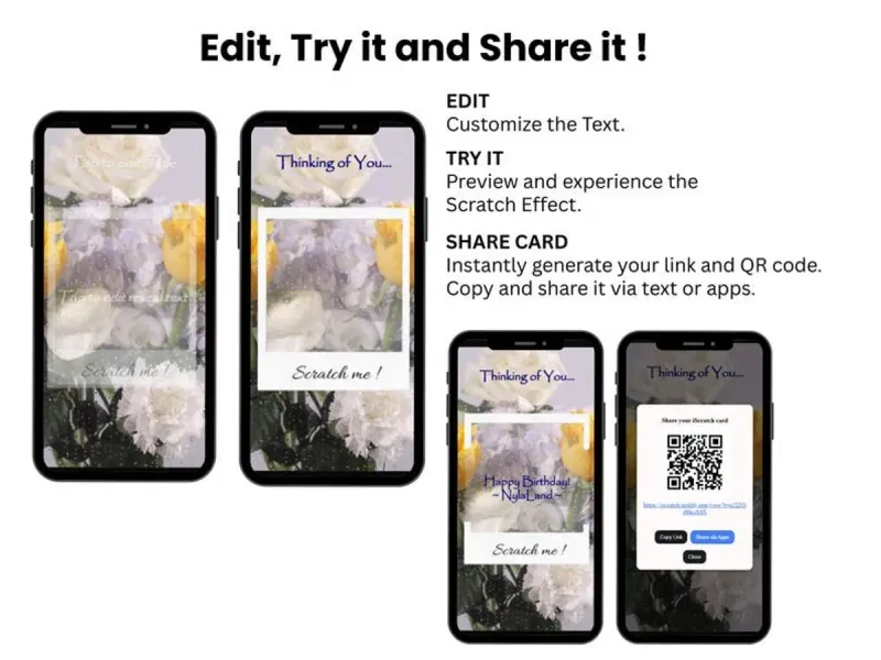 Personalized Floral Window Scratch Card, Romantic Reveal