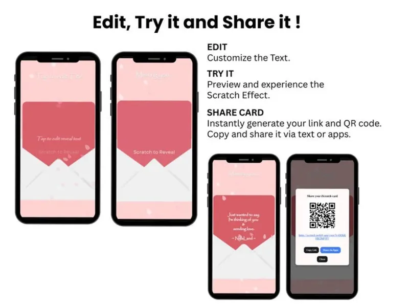 Personalized Love Letter Scratch Card, Romantic Message Reveal