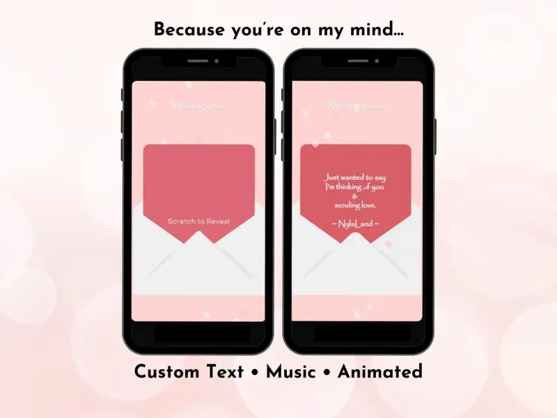 Personalised love letter digital scratch card with red note design and sweet personalised love message reveal