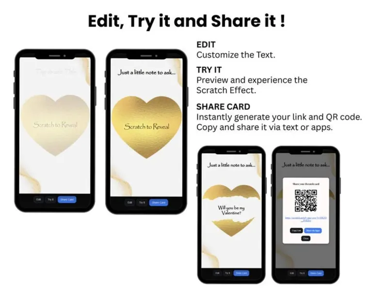 Valentine’s Day Digital Scratch Card, Custom Romantic Reveal