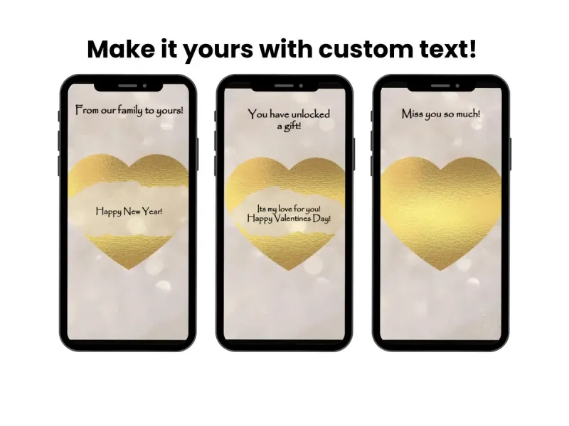 Elegant Gold Heart Scratch Card, Classic Love Reveal Digital Card — view 2