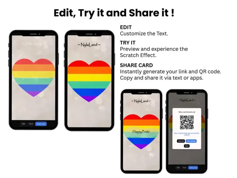 Pride Love Scratch Card, LGBTQ+ Inclusive Digital Card