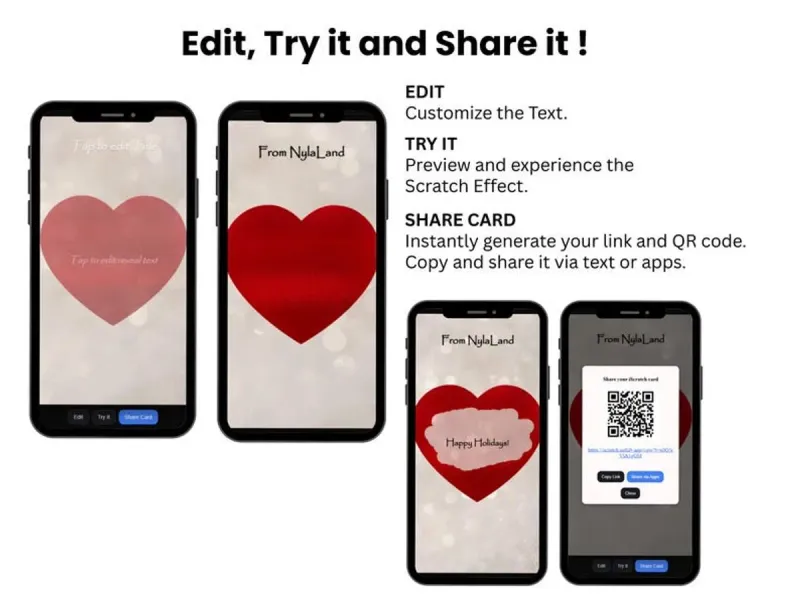 Sweet Romantic Scratch Card, Love Message Reveal Digital Card