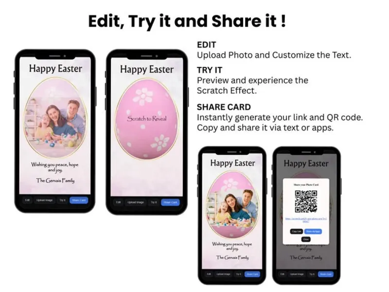 Easter Scratch Card, Digital Photo Easter Greeting, Custom Scratch Card with Music, Egg Surprise