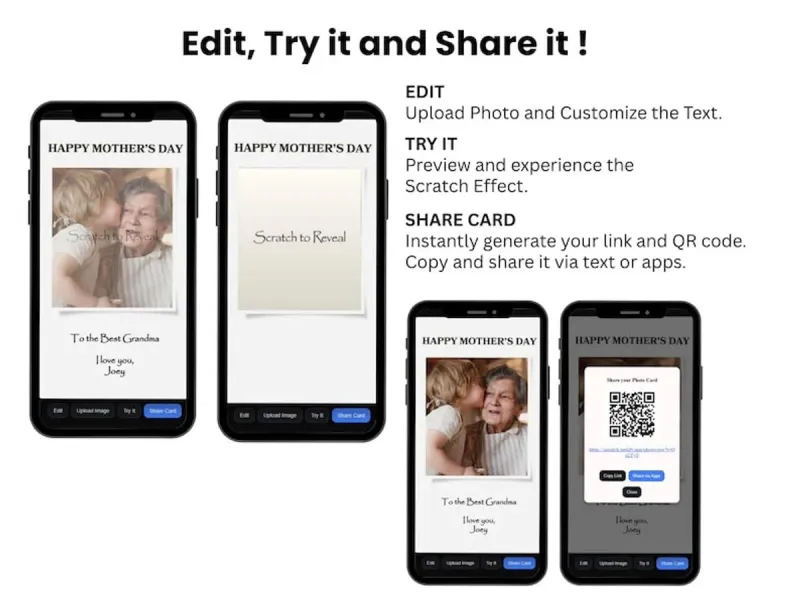 Personalised Mother's Day Photo Reveal Digital Scratch Card, For Mom, Unique Photo Scratch Card