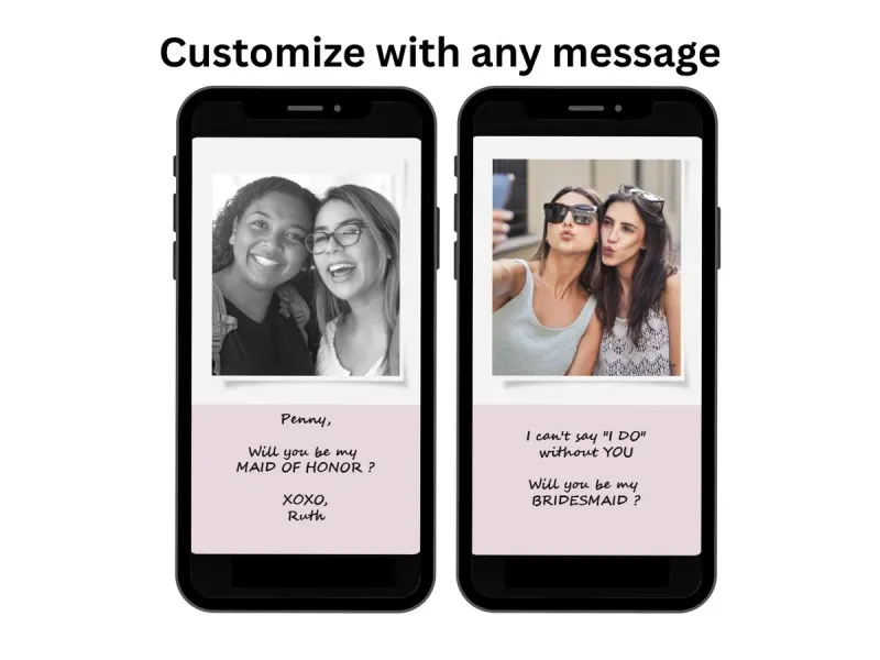 Bridesmaid Proposal Scratch Card, Custom Photo Proposal Card, Maid of Honor Ask, Pastel Rose — view 2