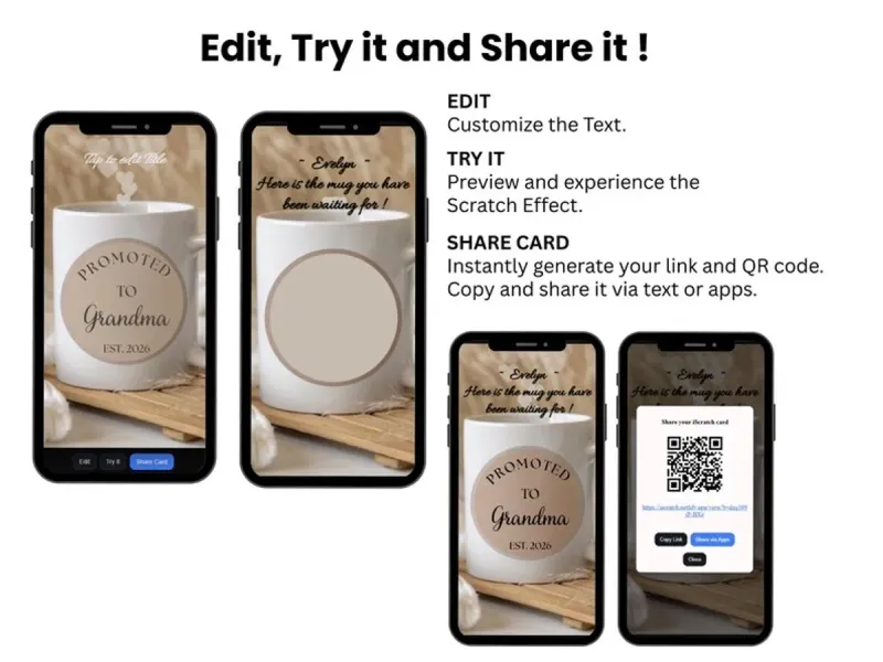 Promoted to Grandma Digital Scratch Card, Pregnancy Announcement Reveal, Tell Mom She’s Going to Be a Grandma