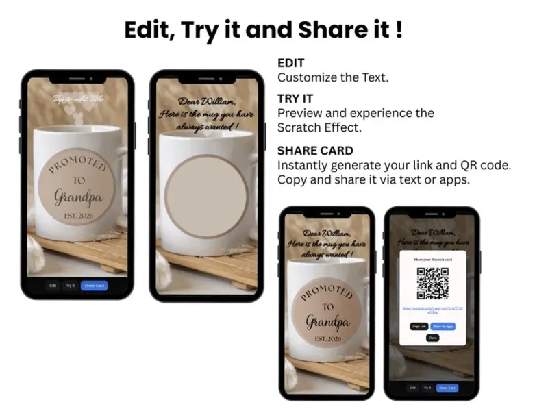 Promoted to Grandpa Digital Scratch Card, Pregnancy Announcement Reveal, Tell Dad He’s Going to Be a Grandpa