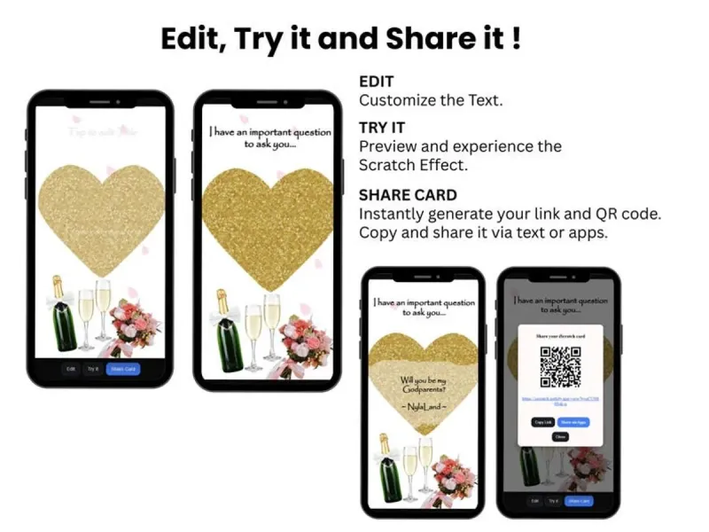 Important Question Scratch Card Digital, Special Role Proposal Reveal, Custom Message Card