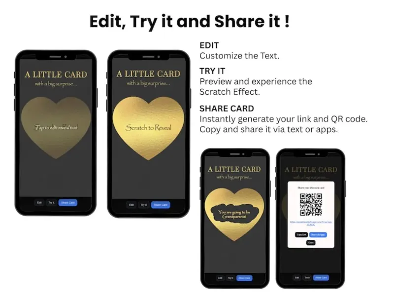 A little Card with a Big Surprise, Personalised Digital Scratch Card, Classic Black and Gold