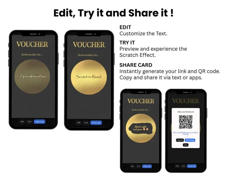 Digital Scratch Card Voucher, Personalised Gift Voucher, Gift Reveal Card