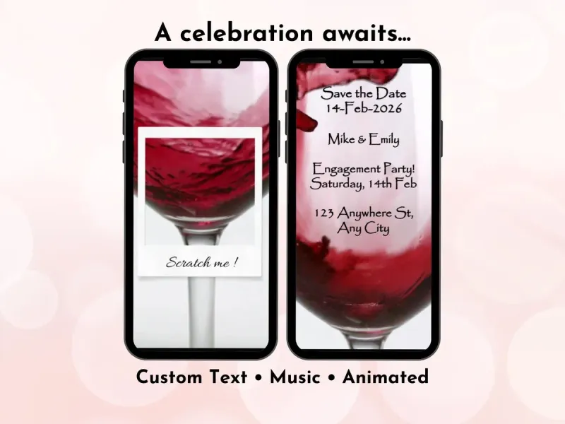 Romantic digital scratch card with elegant celebration design and personalised love message reveal by NylaLand