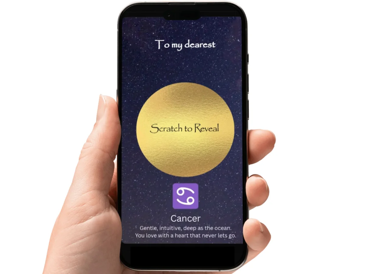 Cancer Zodiac Scratch Card, Custom Birthday Gift Reveal
