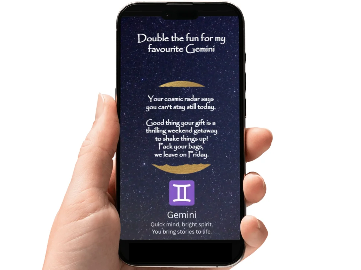 Gemini Zodiac Birthday Digital Scratch Card, Star Sign Scratch to Reveal