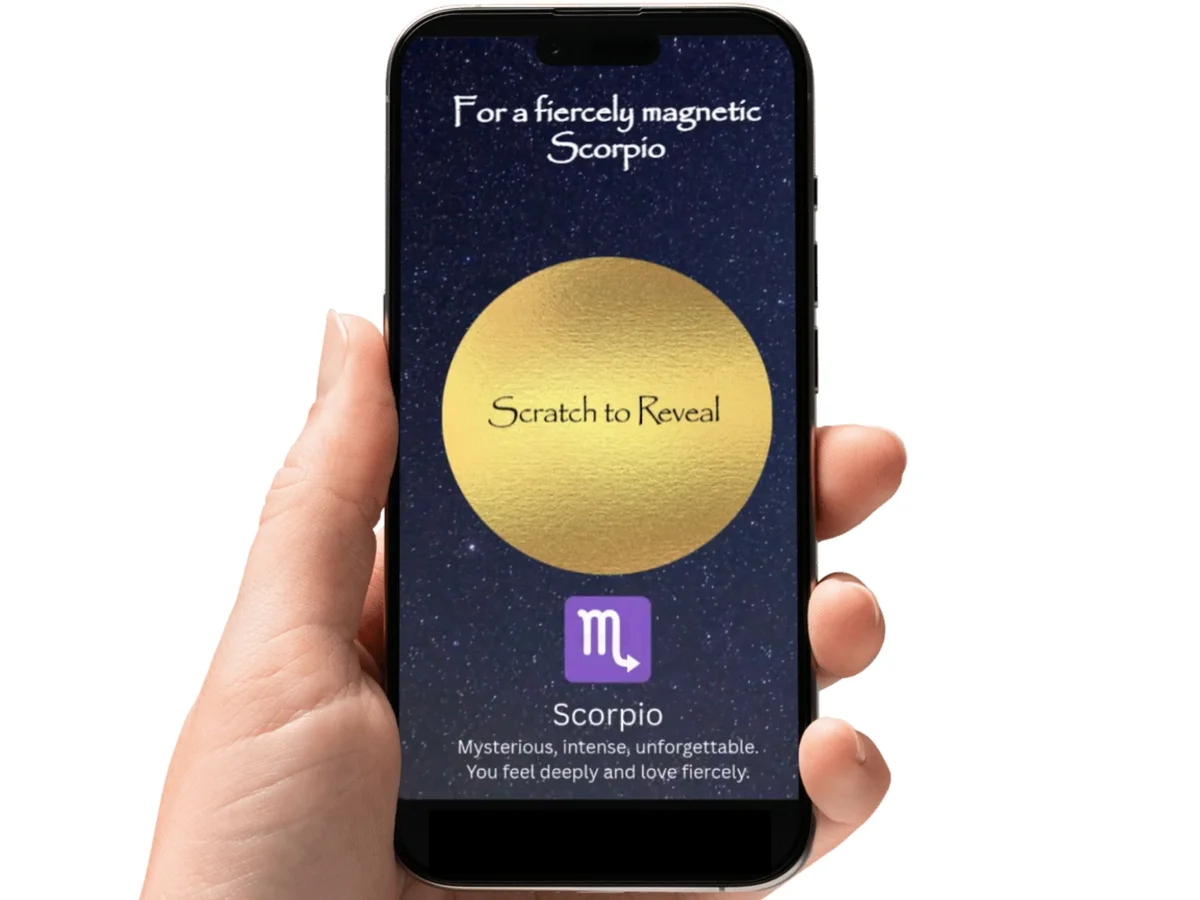 Scorpio Zodiac Digital Scratch Card, Star Sign Message Reveal